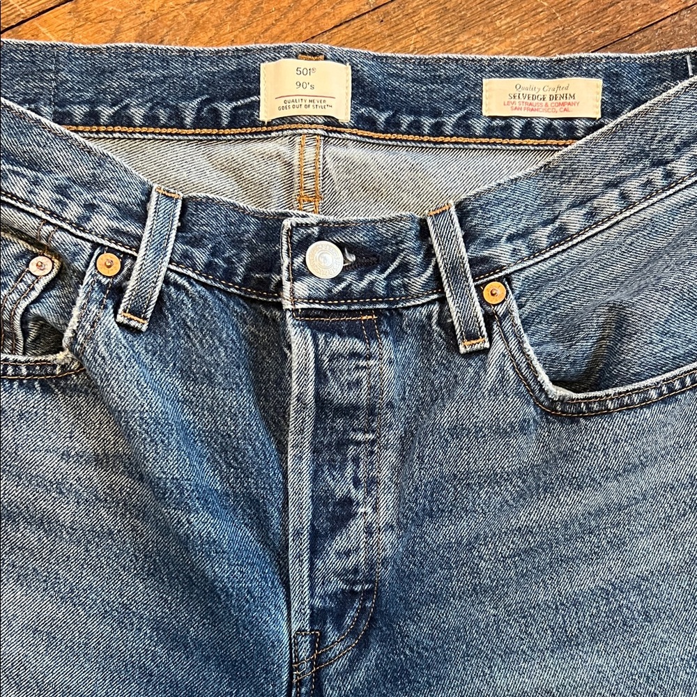 Levi's salvage denim 1990s Dark Blue Denim Jeans